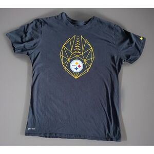 Pittsburgh Steelers Nike Tee Dri Fit Shirt Mens Black w/ Printed Logo XL JBHS
